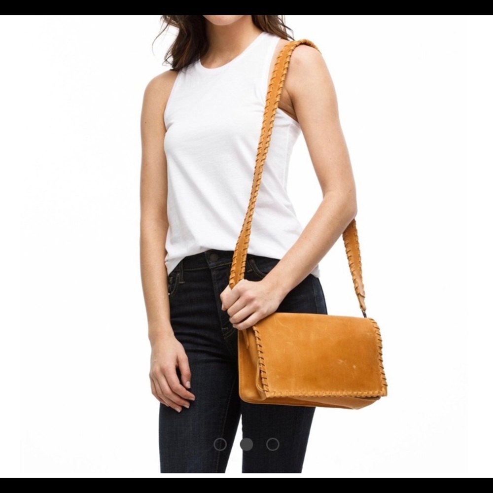 REDUCED! Leather Whipstitch Crossbody Bag